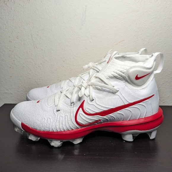 Nike Mens Sizes Alpha Huarache NXT MCS White University Red Baseball Cleat - Picture 2 of 7